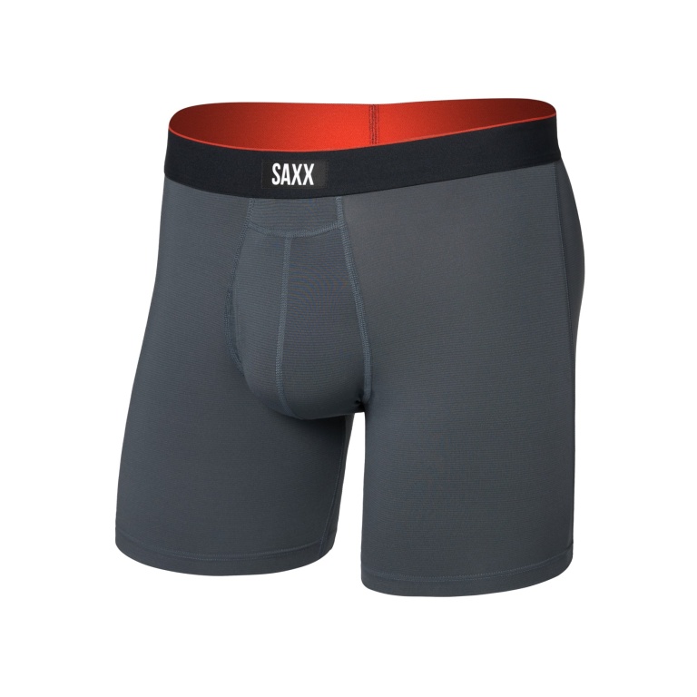 SAXX Boxershorts Multisport Mesh Boxer Brief Fly grau Herren - 1 Stück
